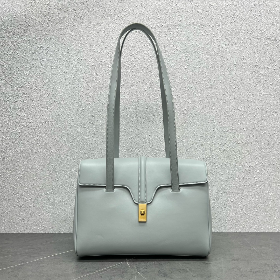 Celine Medium Soft 16 Smooth Calfskin Handbag Shoulder Bag Light Blue 195543